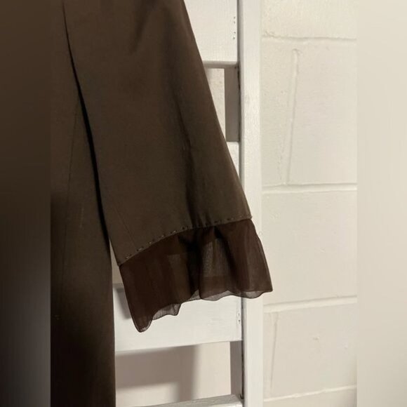 MOSCHINO Brown Blazer Jacket With Ruffled Sleeve Size US 10 - Picture 12 of 16
